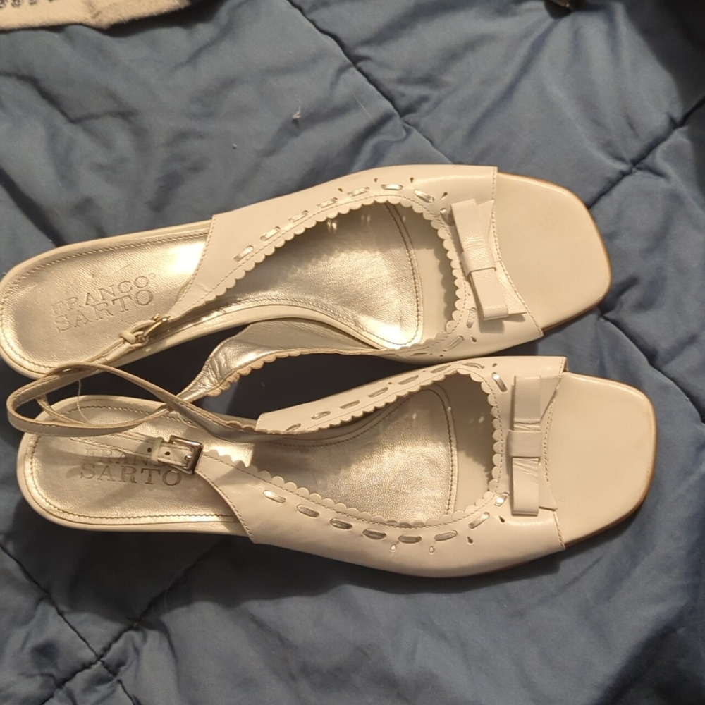 White low heeled sandals